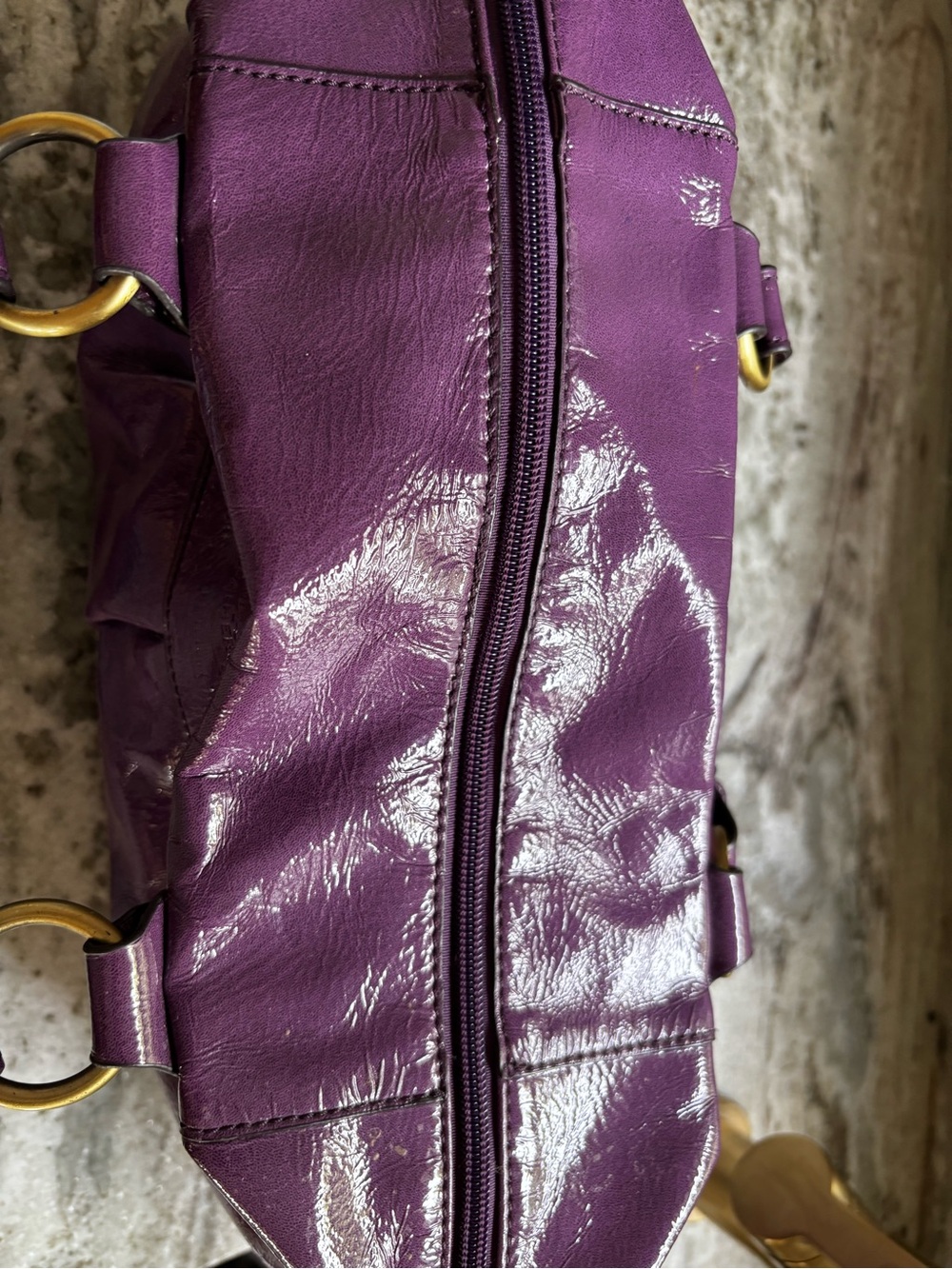 Coach 2008 Ergo Plum Purple Pleated Patent Leather Satchel Bag 10105 Y2K - Picture 4 of 8